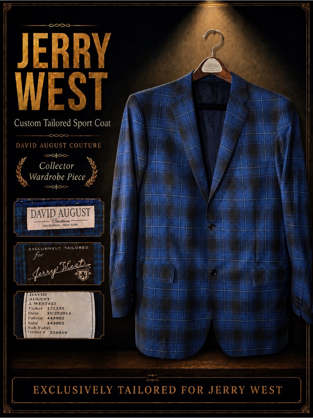 Jerry West Custom Sport Coat Lakers NBA Memorabilia Hall of Fame The Logo